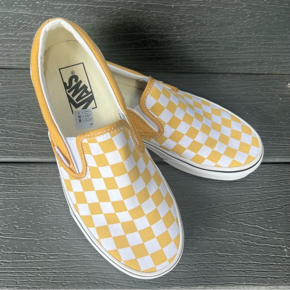 VANS YELLOW CHECKERBOARD SLIP ON SNEAKERS SIZE WOMAN 7 MEN 5.5 - Picture 10 of 10